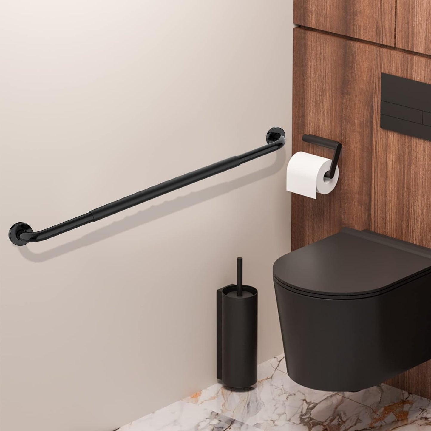 36 Inch Shower Grab Bar w/Anti Slip Rubber Grip, Munzong Black Stainless Steel Bathroom Grab Bar, Bathroom Balance Bar,Safety Handrail Support,Handicap Injury Elderly Senior Assist Bath Handle