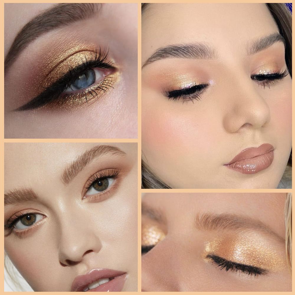 4Colors Eyeshadow Makeup Palette,Nude Champagne Natural Neutral Powde Eye Shadow Palette for Older Women,Long Lasting Naturing-Looking,Lightweight,Waterproof,Eye Makeup Kit Travel Size
