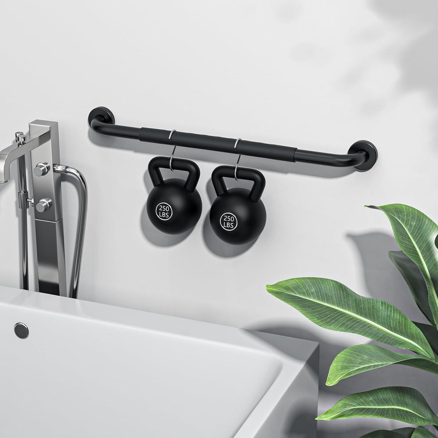 2 Pack 24 Inch Black Shower Grab Bar w/Anti Slip Rubber Grip,ZUEXT Stainless Steel Bath Grab Bar,Bathroom Balance Bar,Wall Mount Safety Handrail Support,Handicap Injury Elderly Senior Assist Handle