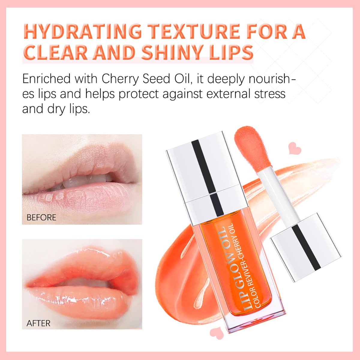 Hydrating Lip Glow Oil Moisturizing Plumping Lip Tint Lip Gloss Transparent Lip Balm Long Lasting Nourishing Repairing Lightening Lip Lines (007#+015#)