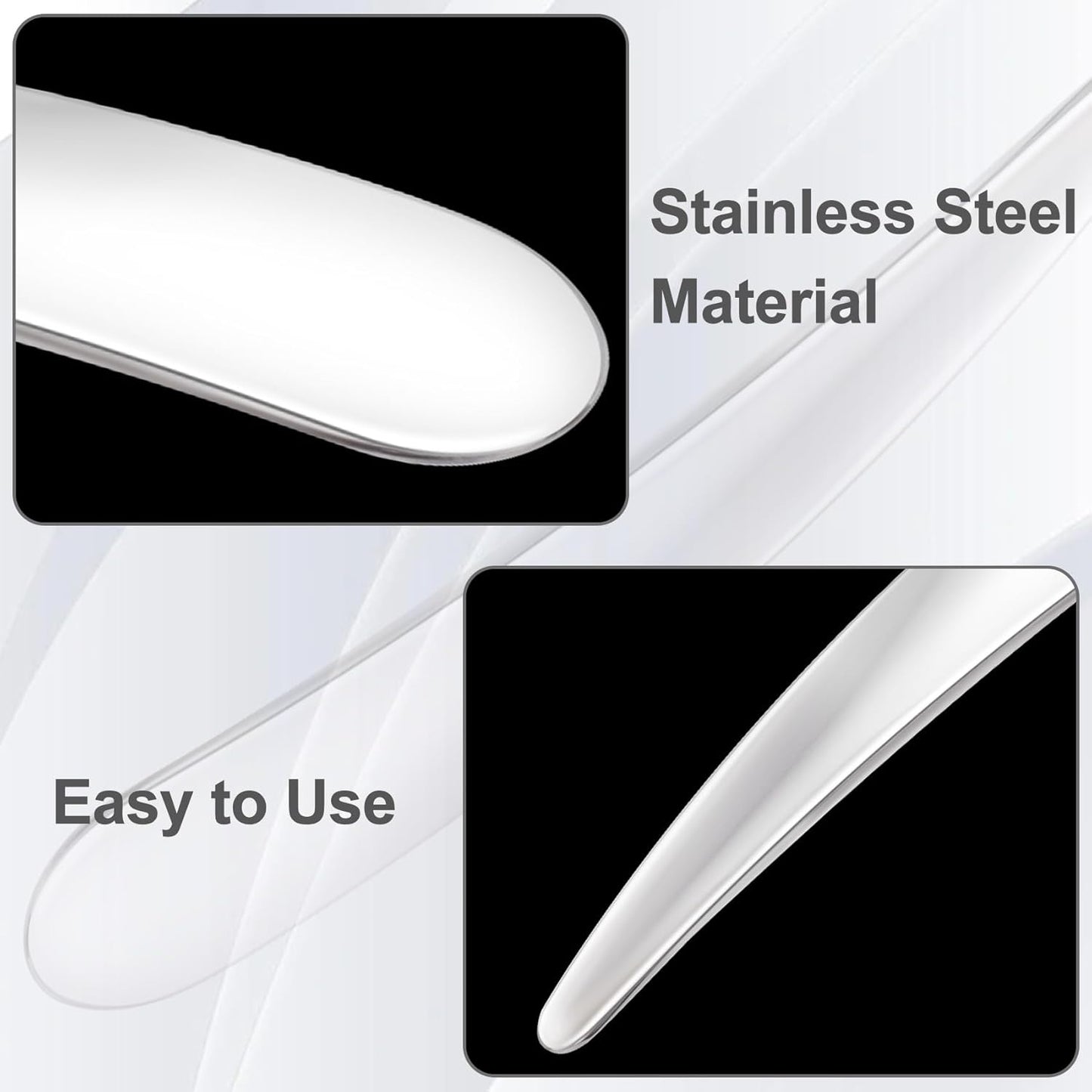 3pcs Mini Metal Makeup Spatula, Reusable Cosmetic Cream Spatulas Spoon, Skincare Scoop Applicator Facial Massage Beauty Tools for Mixing and Sampling Face Eye Cream- Silver