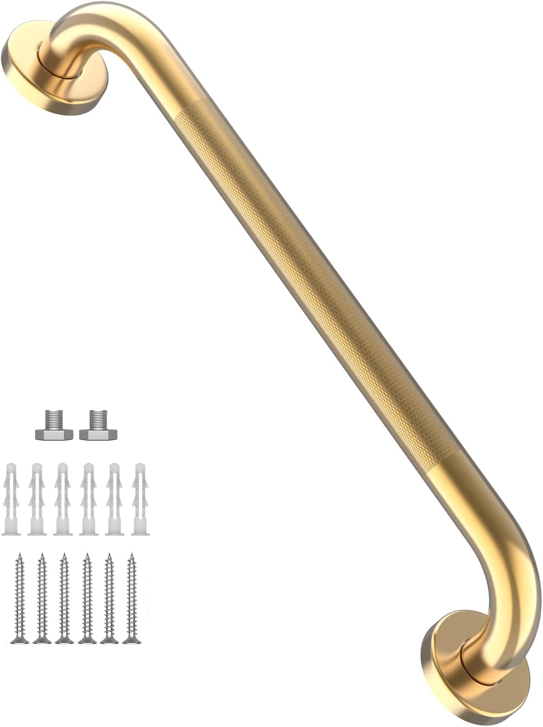 24 Inch Anti Slip Shower Grab Gold, Munzong Bathroom Grab Bar, Knurled Bathroom Balance Bar,Safety Hand Rail Support Handicap Elderly Injury Senior Assist Bath Handle