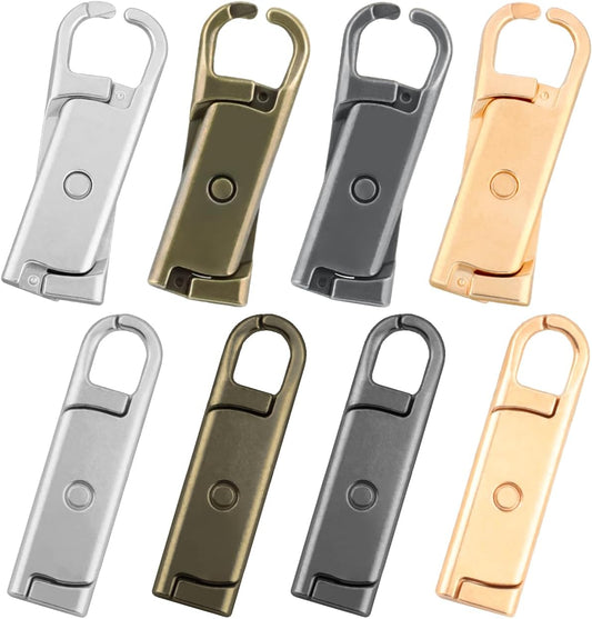 Zipper Pull Replacement (Upgraded Small Size)，8 Pcs Detachable Replacement Zipper Pull Tabs for Luggage Clothing Jackets Backpacks Boots Purse Coat(Silver, Bronze, Gold, Gun Black/Small)