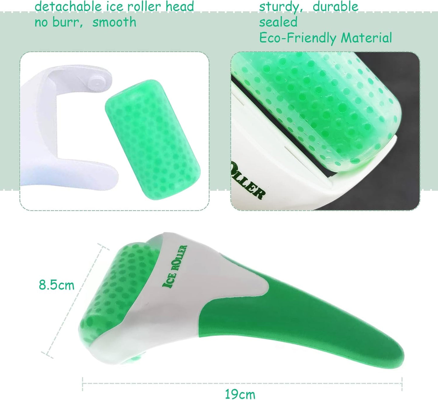 Ice Roller for Face,Cold Facial Massager for Eye Puffiness,Skin Care Tools for Migraine Relief and Blood Circulation (Green)