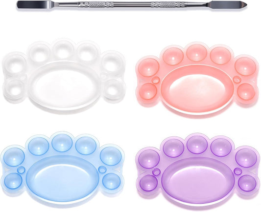 5Pcs ABS Makep Palette Nail Painting Palette with Stainless Steel Stirring Rod Nail Tool Set, Nail Art Polish Painting Mixed Color Palette