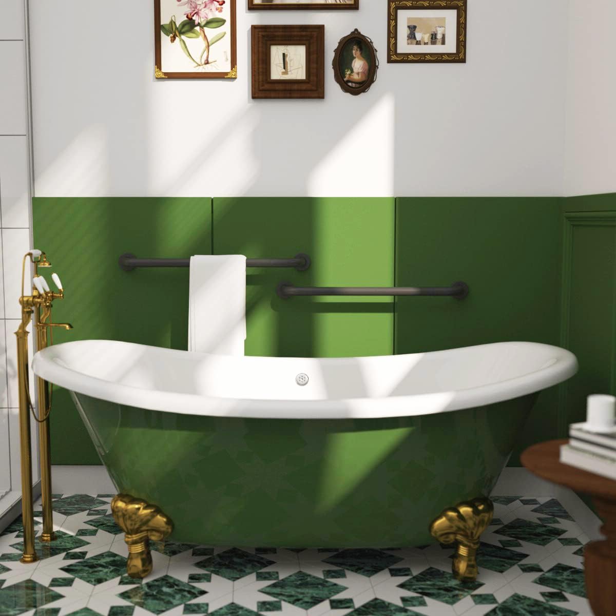 20 Inch Anti Slip Shower Grab Bar Oil Rubbed Black 1.25" Diameter,Munzong 2 Pack Bathroom Grab Bar, Knurled Bathroom Balance Bar,Safety Hand Rail Support Handicap Elderly Senior Assist Bath Handle