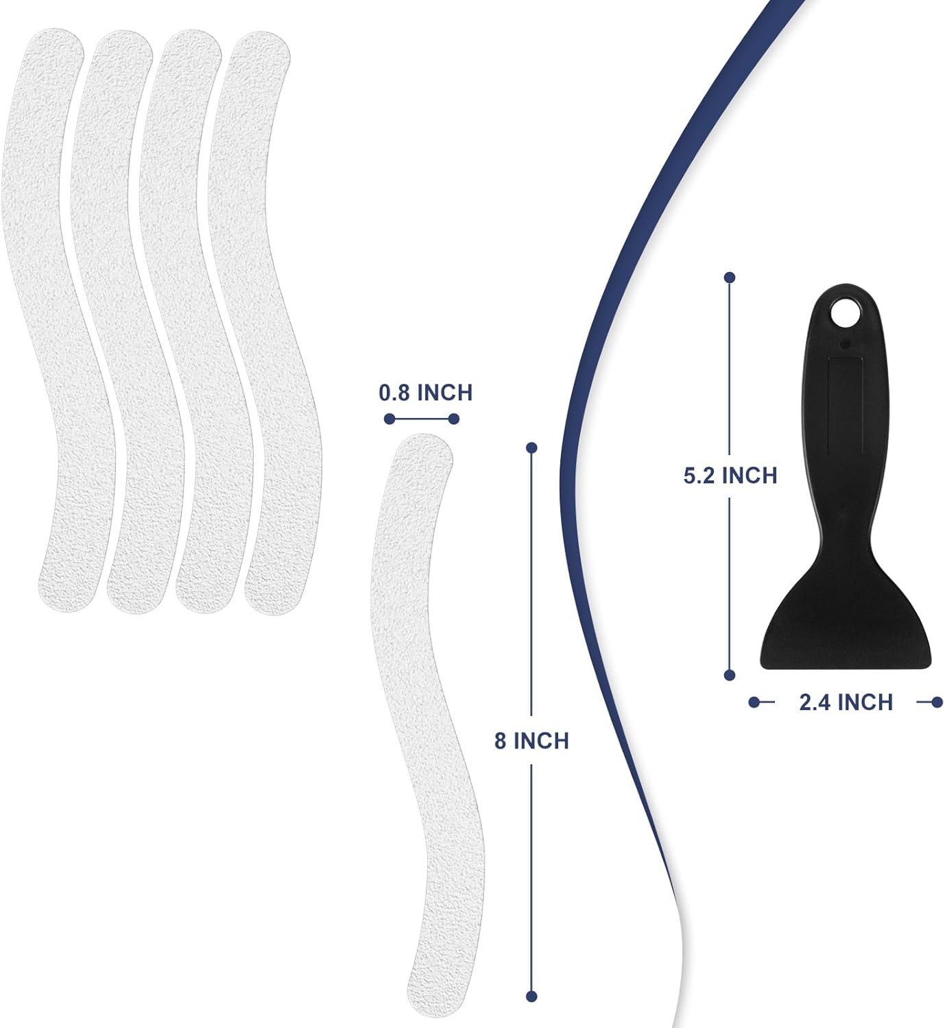 28 PCS Shower Floor Non Slip Stickers with Strong Adhesive, Invisible & Durable Anti Slip Shower Stickers with Scraper for Bath Tub, Pools and Stairs(Clear,Wavy)