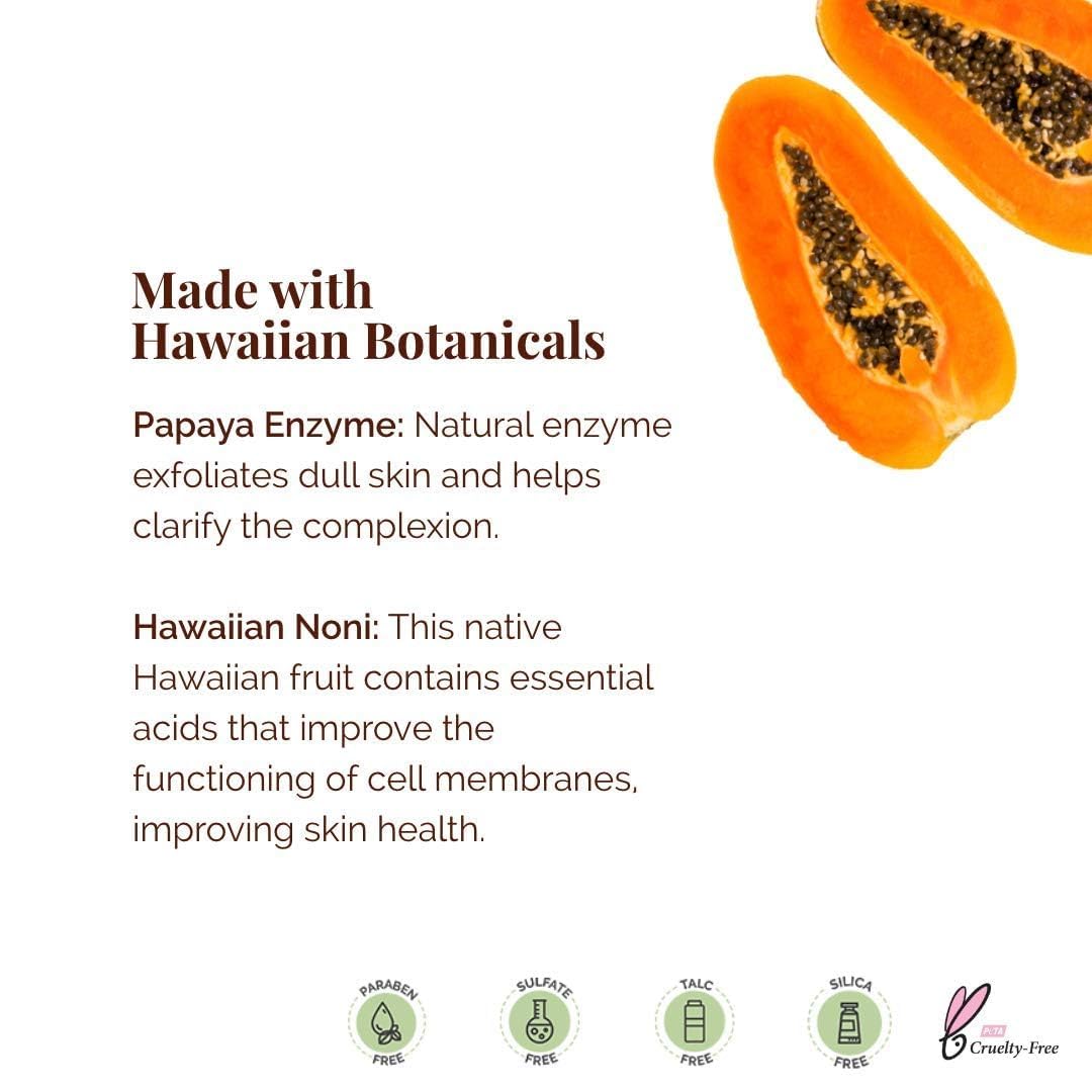 Hanalei Papaya Powder Face Cleanser - Gentle Daily Exfoliating Wash, Hydrating Non-Stripping Formula for All Skin Types - Travel-Friendly - Cruelty-Free & Paraben-Free, 60g