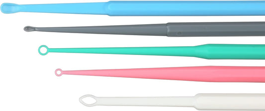 American Hospital Supply Ear Curettes | Ear Pick Wax Removal Tool Cleaner | Individually Wrapped Plastic Ear Cleaner Tools for Teens Adult Pack of 75 (15 of Each Tip Style)