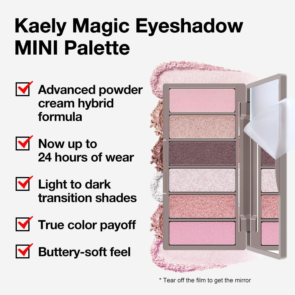 6 Colors Mini Pink Eye Shadow Palette Makeup for Older Women, Neutral Matte Shimmer Eyeshadow Palette Highly Pigmented Waterproof, paleta de sombras de ojos, Vegan & Cruelty-free, 08