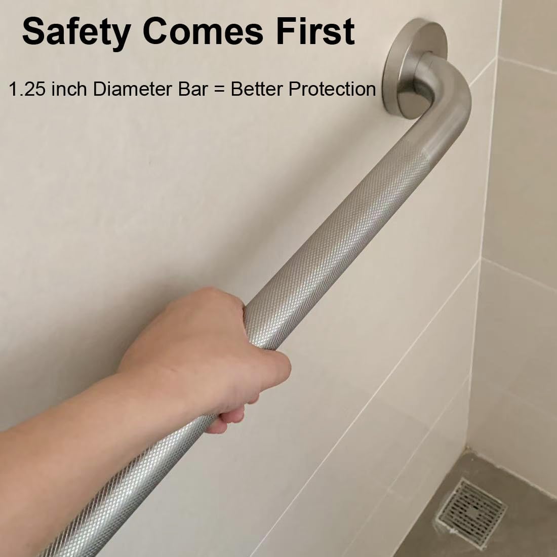 24 Inch Shower Grab Bar, Anti Slip Grab Bar for Bathtubs Showers Toilet, Safety Stainless Steel Shower Handles Hand Rail for Senior, Elderly, Handicap, Pregnant, Children