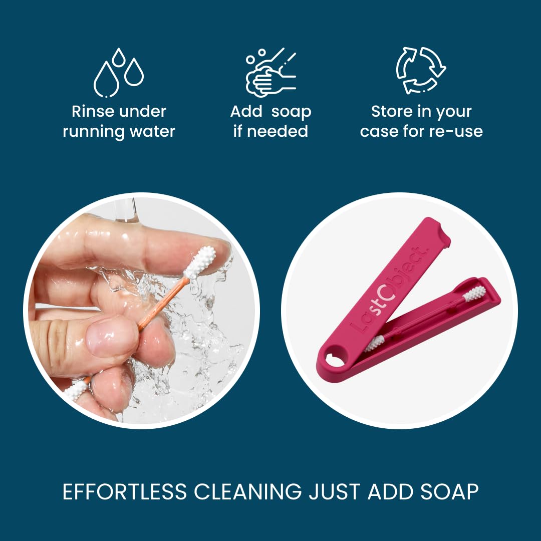 LastSwab® Reusable Cotton Swabs for Ear Cleaning - The Sustainable and Sanitary Alternative to Single-Use Q Tips - Zero Waste and Easy to Clean - Comes with a Convenient Travel Case Holder - Red