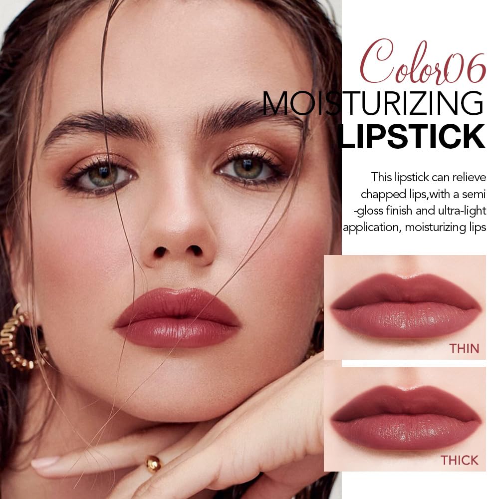 2Pcs Tinted Lip Balm Moisturizing Lipstick – Waterproof Hydrating Matte Lip Balm for Women,Creamy Natural Color Stain for Dry Lips,Soft Matte Finish (2# Cinnamon Nude Brown & 6# Vivid Rose Red)