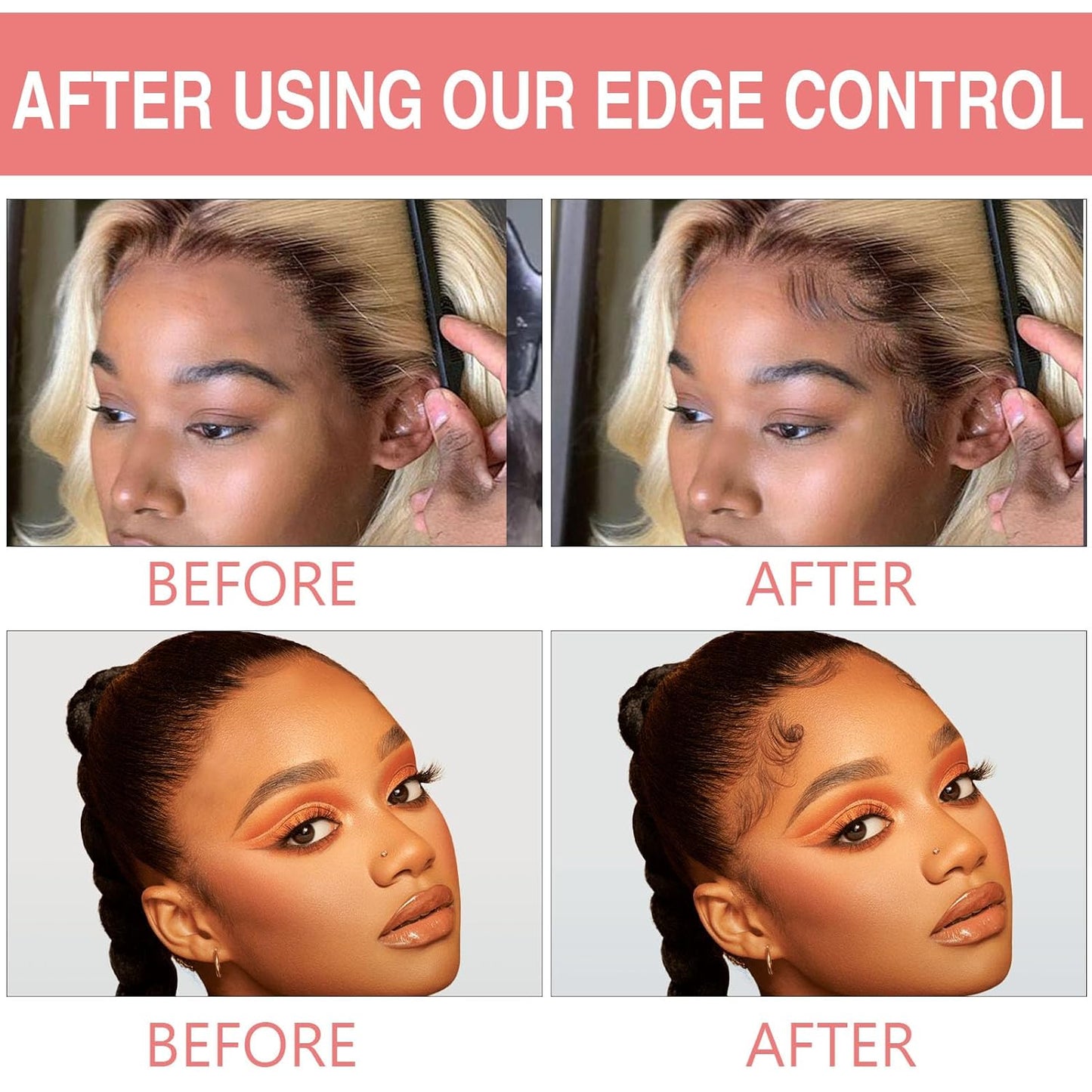 8.8oz Edge Control Wax for Women Strong Hold Non-greasy Edge Control Smoother Edge Wax Styling Gel Edge Control for Black Hair No Flaking, White Residue, Shine and Smooth (Sweet Peach)