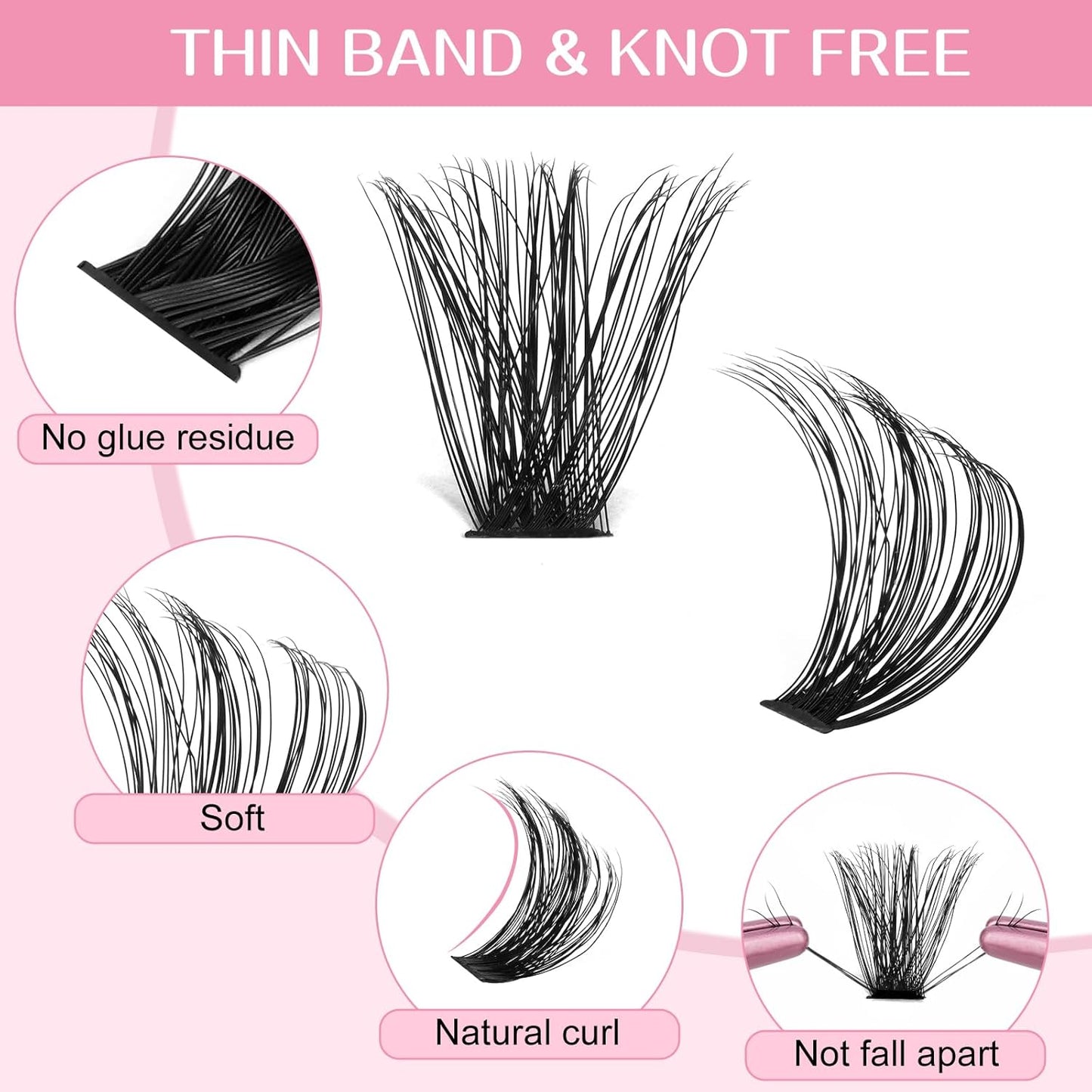 Individual Lashes 80D Mixed 0.05 Lash Clusters 14 Rows that Look Like Eyelash Extensions DIY Lash Extension Self Application At Home (80D-C-9-16mix)