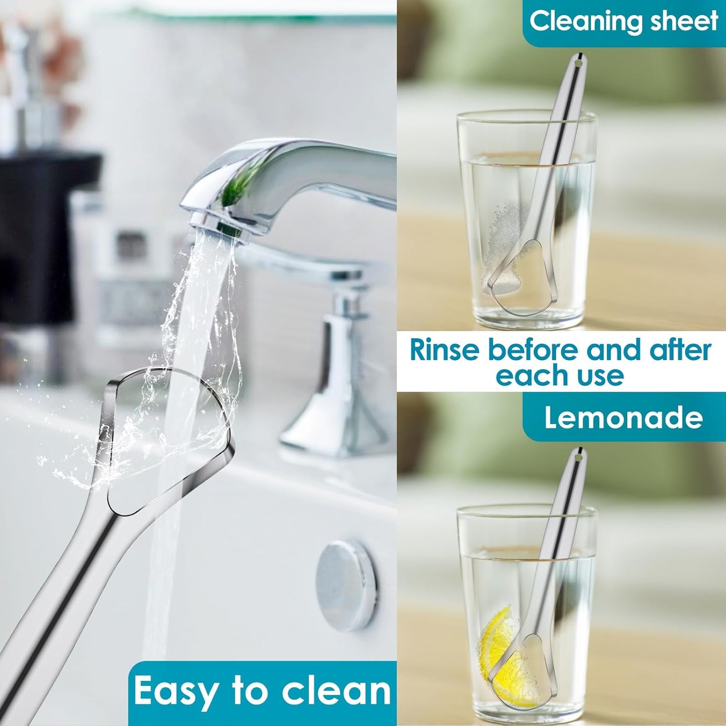 4 Pcs Tongue Scraper Stainless Steel Tongue Cleaners Wide Head Tongue Cleaner Tool Reduce Bad Breath Tongue Scraper for Fresh Breath