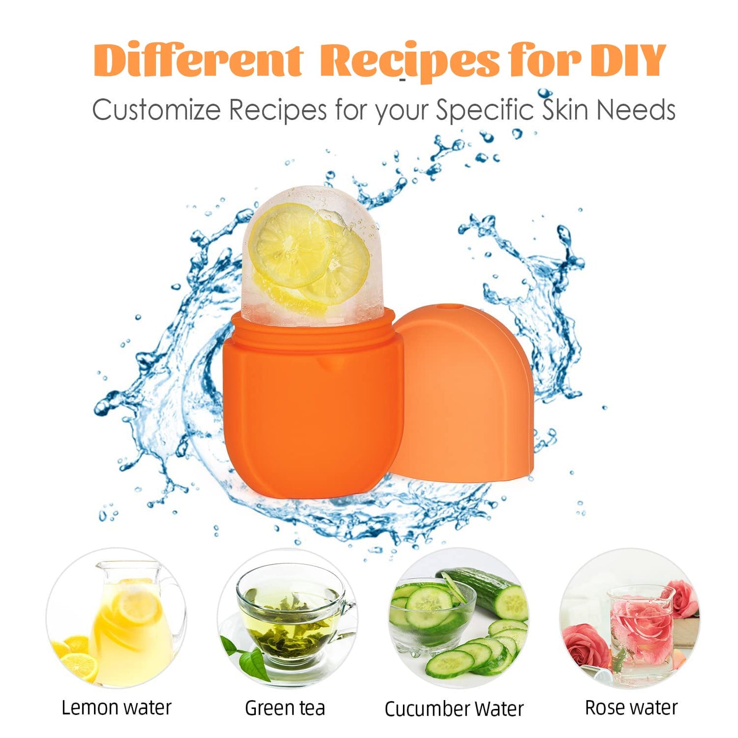 Ice Roller for Face and Eye, Upgrated Ice Face Roller Puffiness Relief Ice Roller Skin Care Tools, Ice Facial Cube, Gua Sha Face Massage, Silicone Ice Mold for Face Beauty ( Orange)