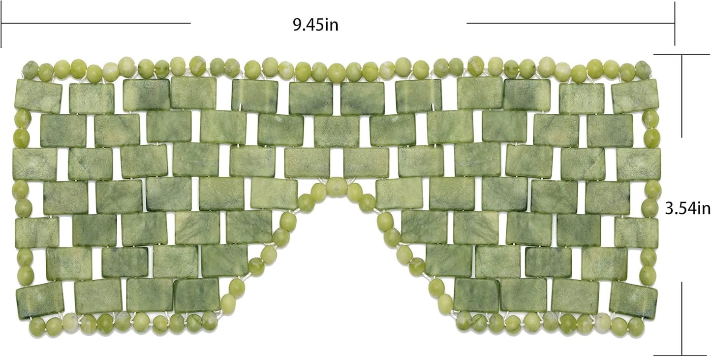 Jade Eye Mask Reusable Natural Green Facial Stone Mask for Eliminate Wrinkles Puffiness