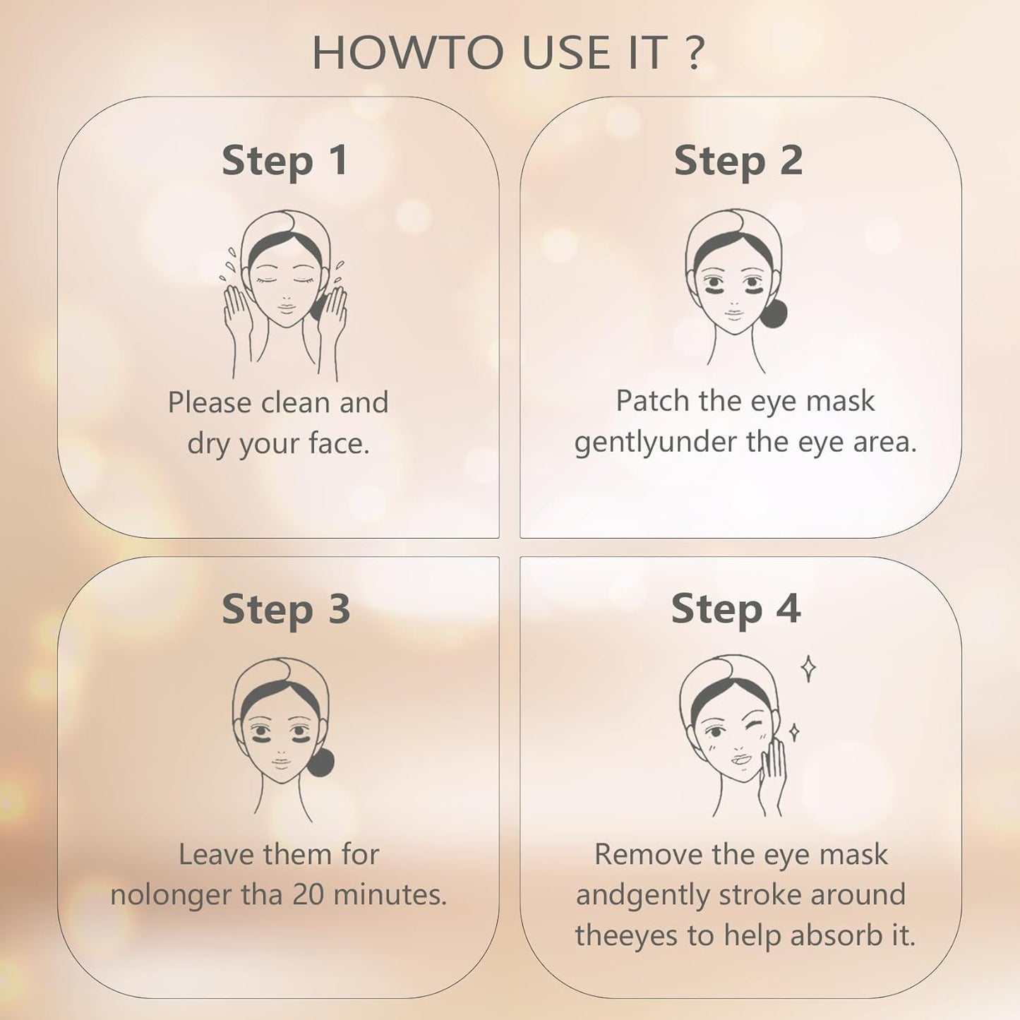 24k Gold Under Eye Patches: 60 Pcs Eye Masks for Dark Circles and Puffiness with Hyaluronic Acid, Eye Pads for Puffy Eyes, Collagen Skin Care Products