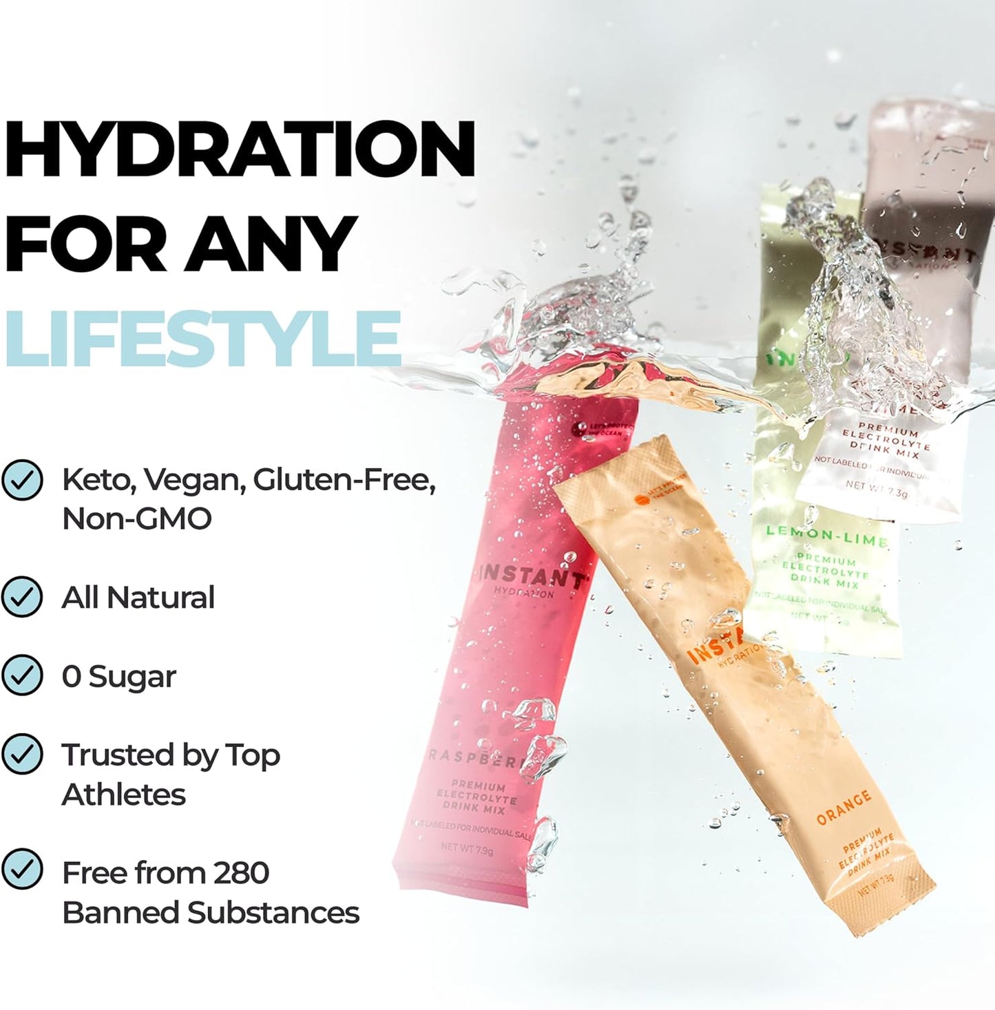 Instant Hydration Electrolytes Powder Packets - Variety Pack - Zero Sugar - Keto, Vegan, Gluten-Free, Non-GMO - Boost Recovery, Brain Function, Muscle & Tissue Health - 12 Sticks