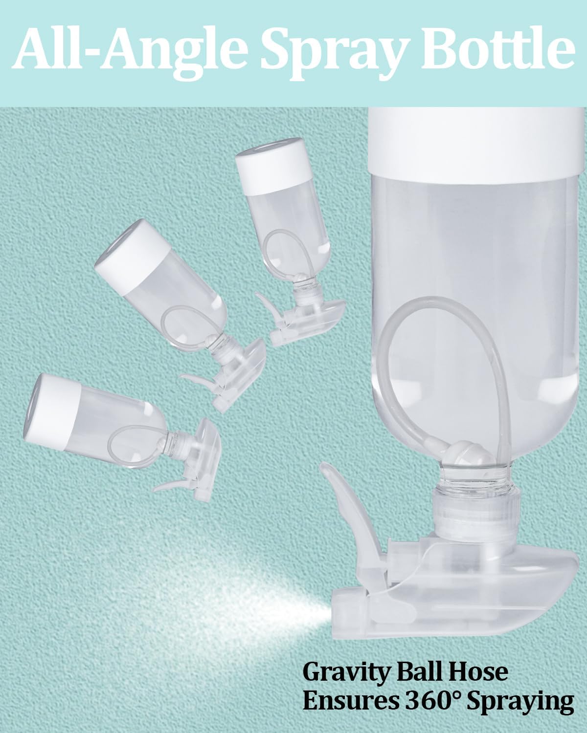 2 Pack 360° Glass Spray Bottles with Silicone Sleeve, 16 oz Empty Refillable Containers with Adjustable Spray Nozzles, Spray Bottles for Hair, Cleaning Solutions and Plants Black&White