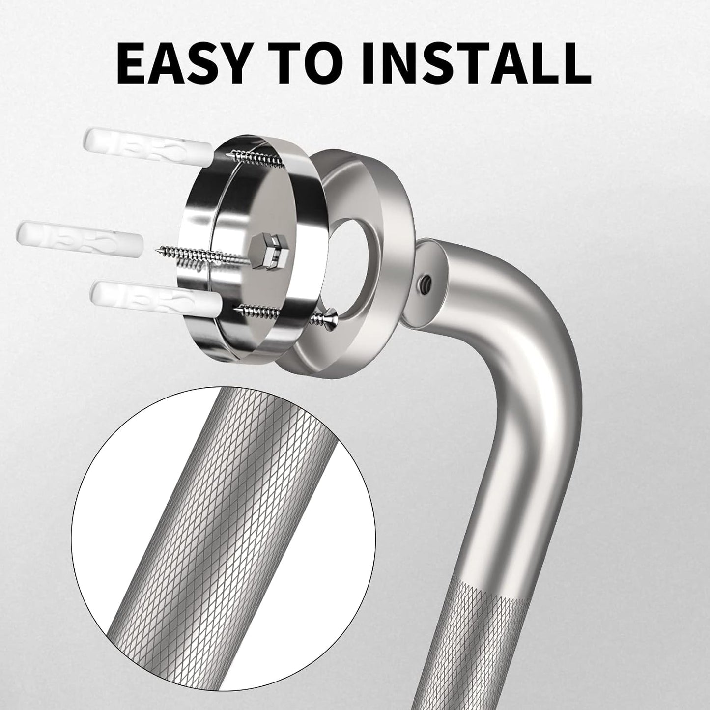 36 Inch Anti Slip Shower Grab Bar, Munzong Satin Brushed Nickel Bathroom Grab Bar, Knurled Bathroom Balance Bar,Safety Hand Rail Support Handicap Elderly Injury Senior Assist Bath Handle