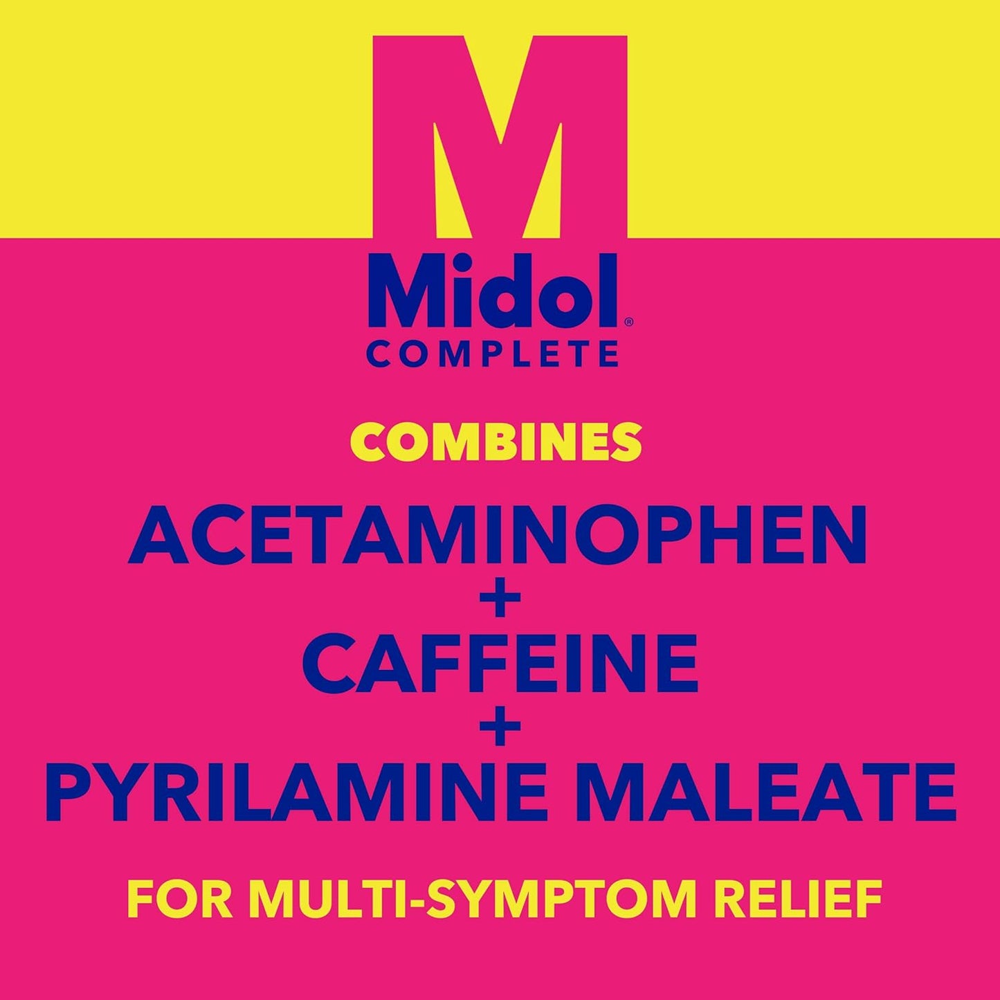 Midol Complete On The Go Caplets with Acetaminophen for Menstrual Symptom Relief, Period Cramp and Menstrual Pain Relief, 50 Count (25 Pouches of 2)