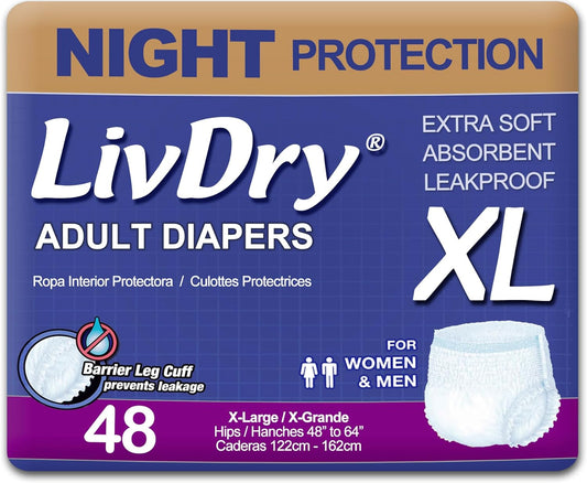 LivDry Overnight Protective Underwear XL Size Count: 48