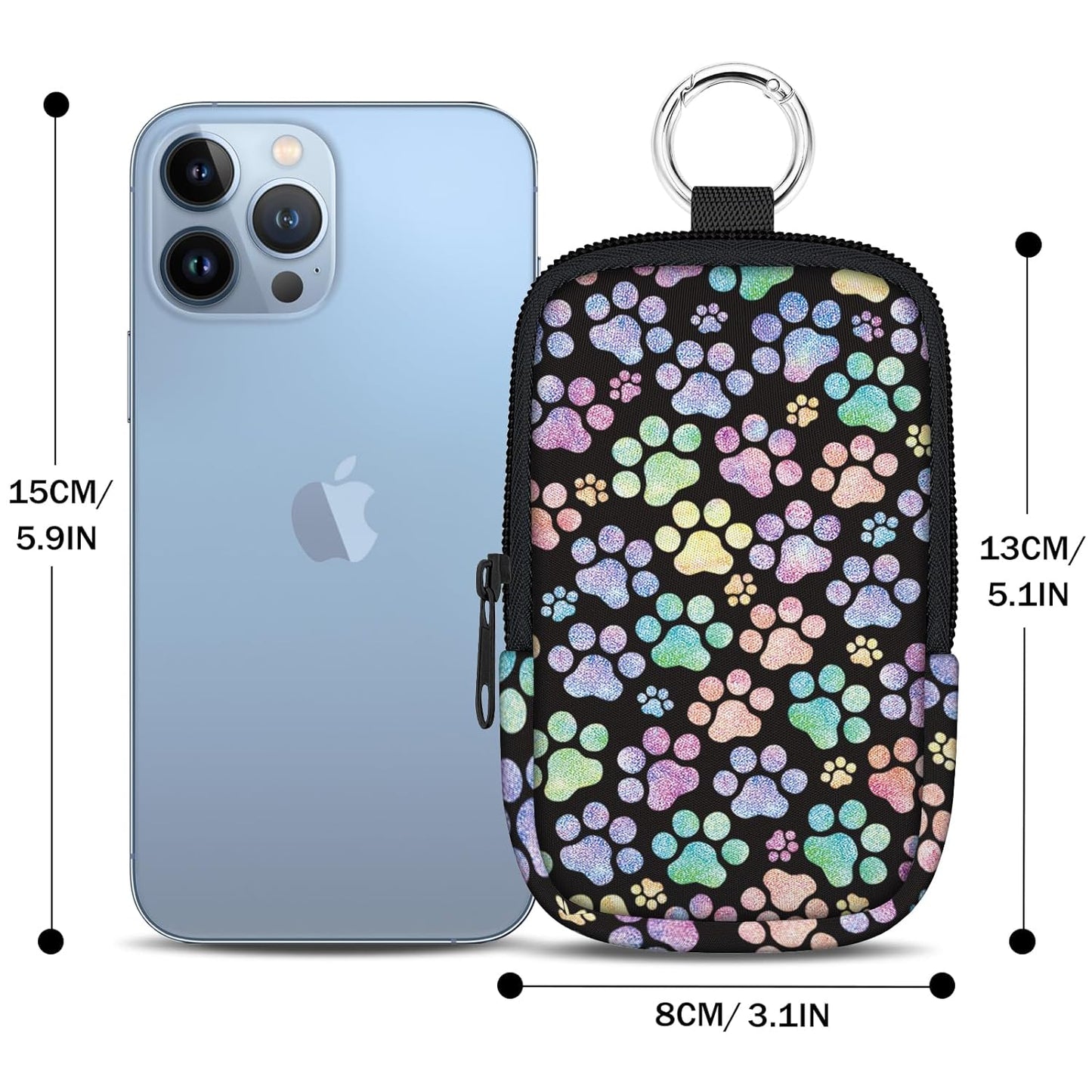 Cute Dog Paw Hand Sanitizer Spray Case, Hand Sanitizer Holder Zippered Pouch, Cat Fashion Accessory with Snap Hook for Glow Mist and Power Mist 1FL OZ