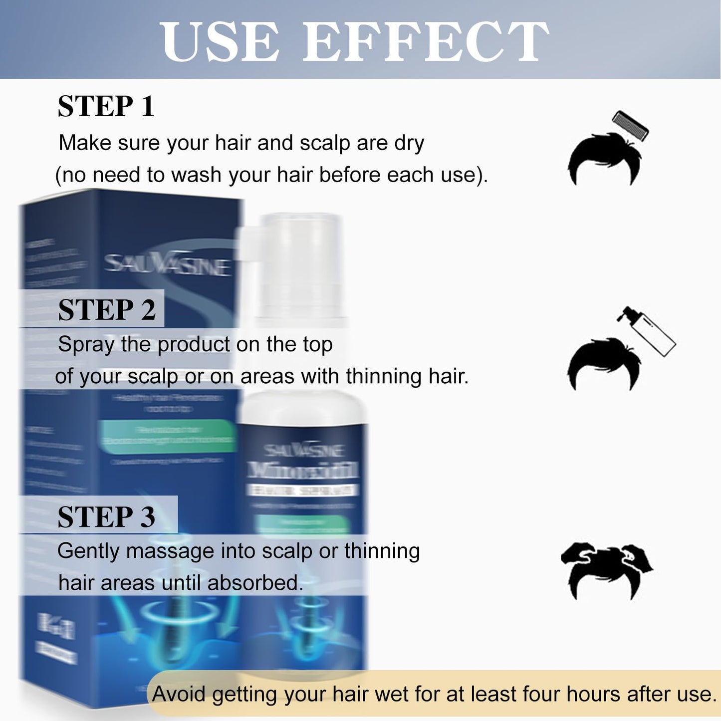 5% Minoxidil Hair growth Spray for Women and Men: Anti Hair Loss Treatment for Hair Regrowth 2 Month Supply, Extra Strength Scalp Solution, Thicken Strengthen Longer Hair