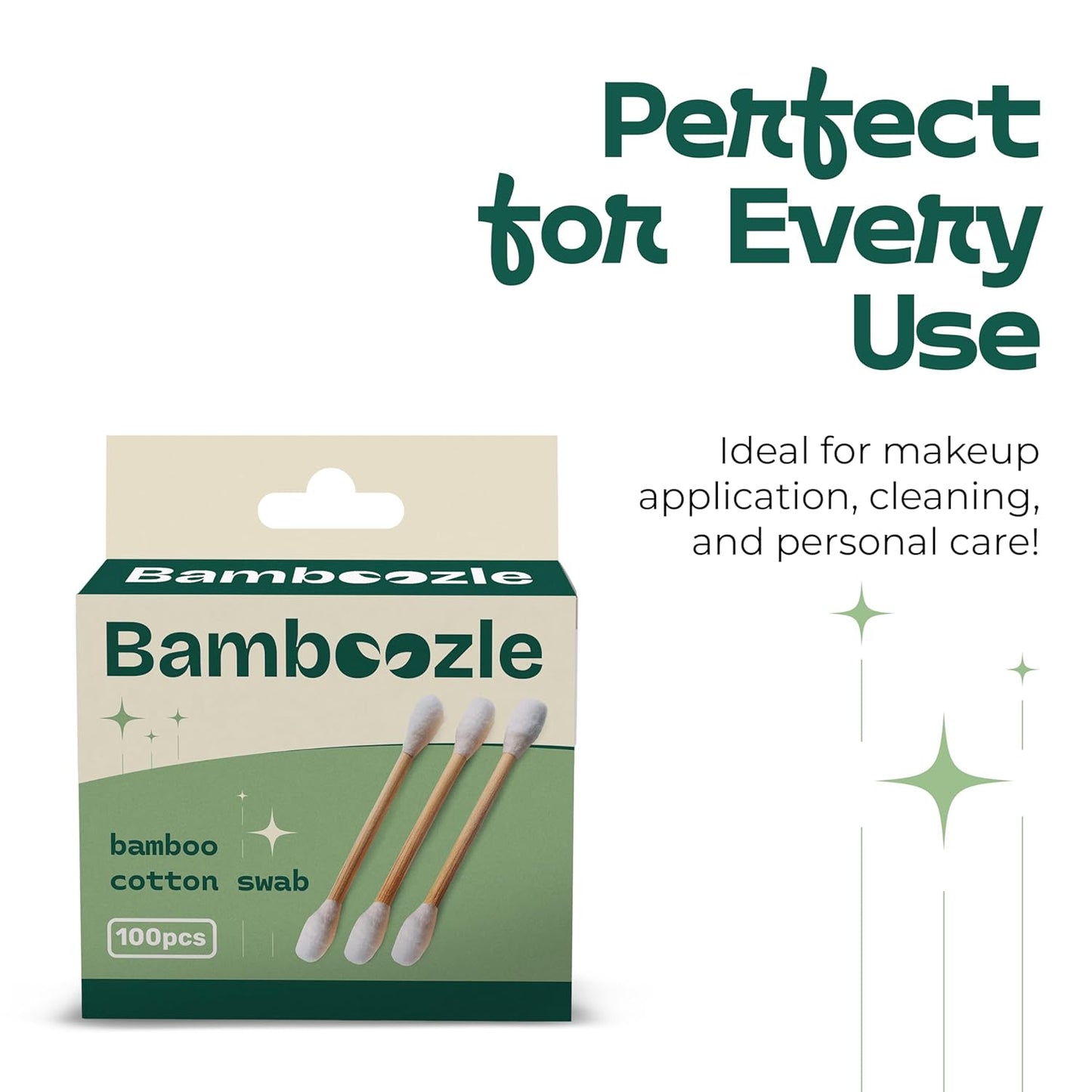 Bamboozle Eco-Friendly Premium Bamboo Cotton Swabs - Sustainable, Biodegradable, & Stylish Personal Care Solution, 500 count