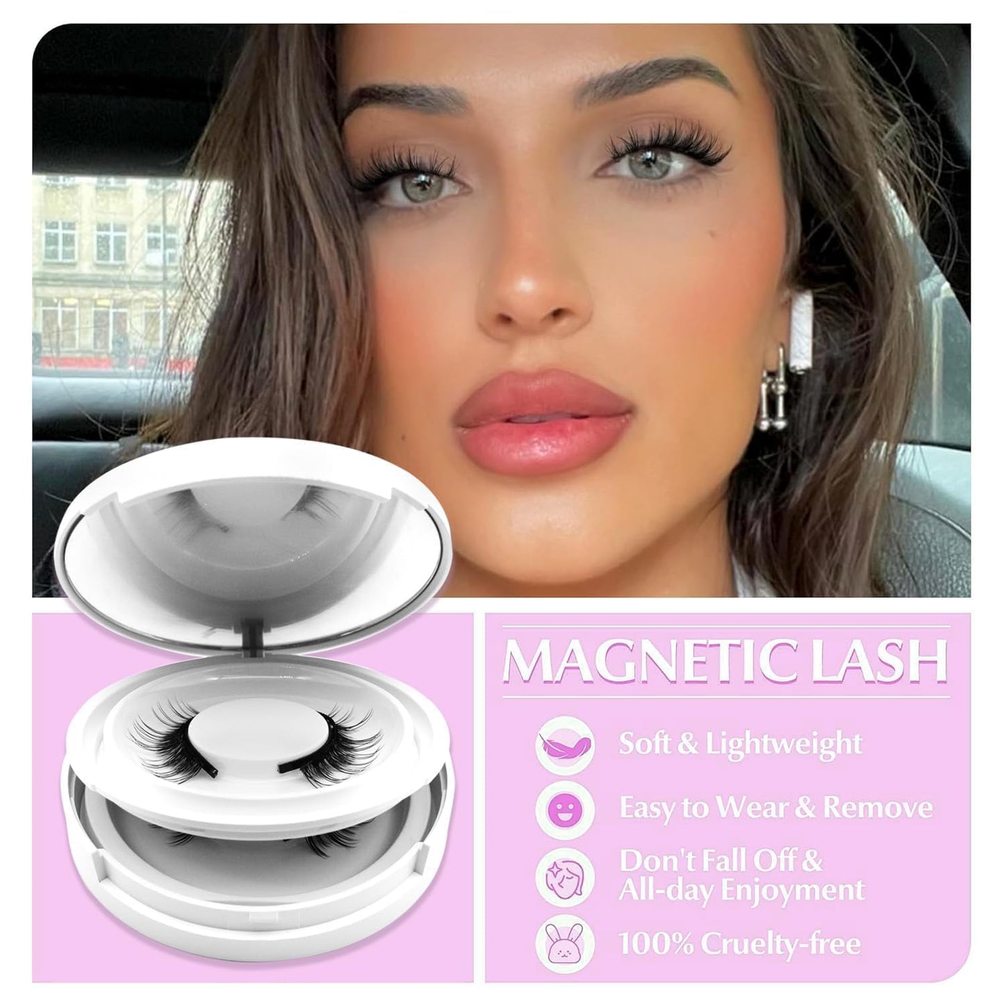 Ginani Magnetic Lashes,Magnetic Eyelashes with Applicator,2025 New Reusable Magnetic Lashes Natural Look No Glue or Liner Needed(Camellia+Devil+Natural)