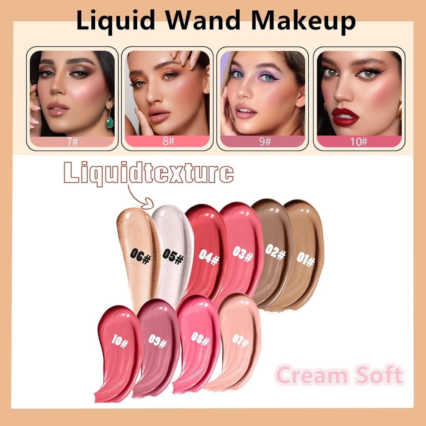 Go Ho Liquid Blush Beauty Wand,Blendable Super Silky Cream Blush Stick,Face Moisturizing Contour Blush Stick with Fine Cushion Applicator,Cruelty-free,003# Medium Pink