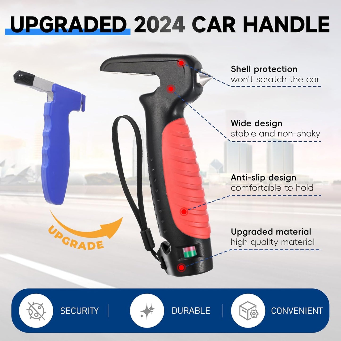 4 in 1 Car Door Handle Assist for Elderly 2PCS - Multifunction Car Transfer Aid - Help Elderly Get Out of Car, Auto Cane Portable Vehicle Support Handle for Seniors, Handicapped, Max 450 Pounds