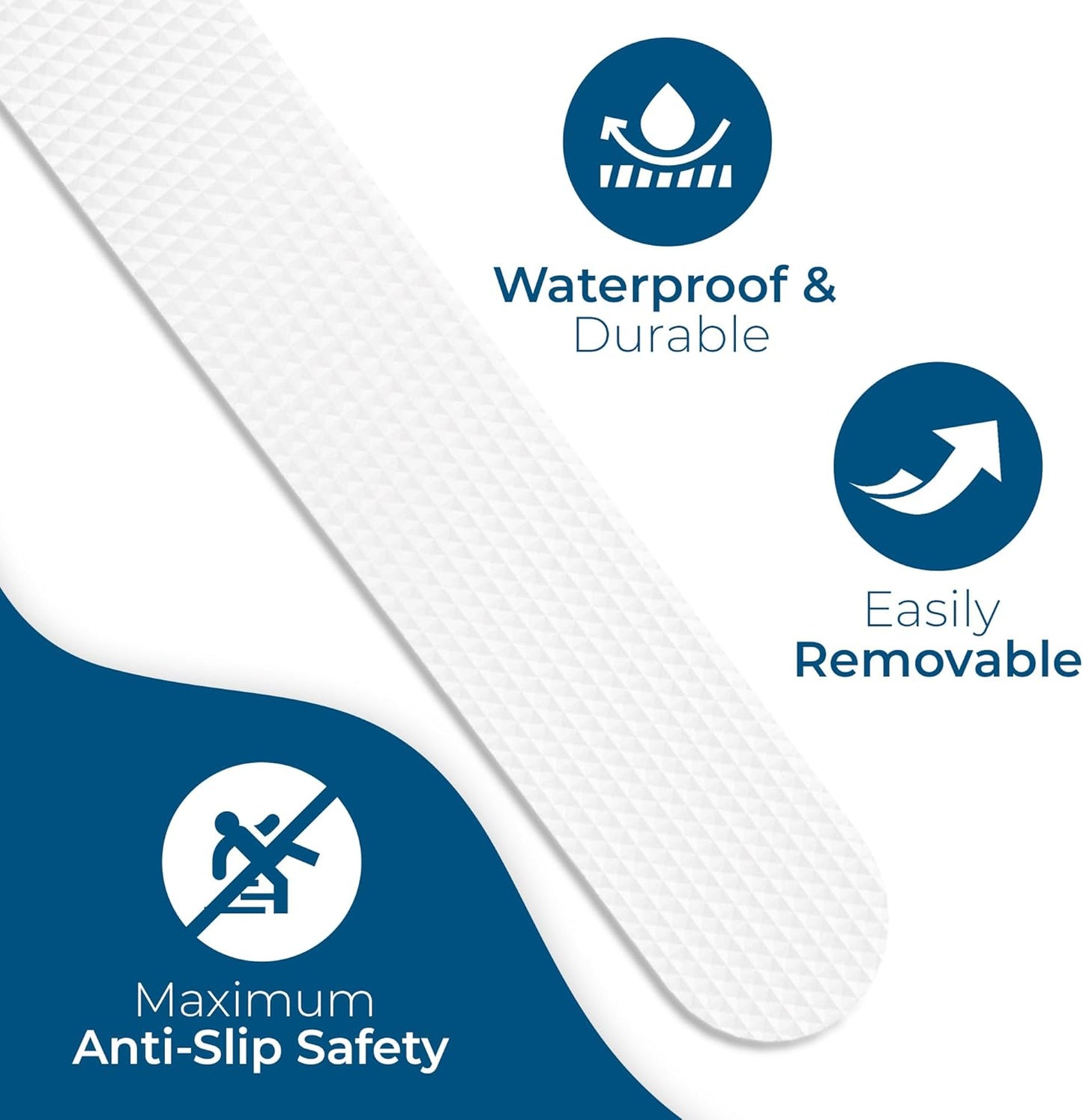 Homergy Anti Slip Shower Stickers 24 PCS, White Non-Slip Shower Strips for Adults, Premium Adhesive Bath Tub Stickers