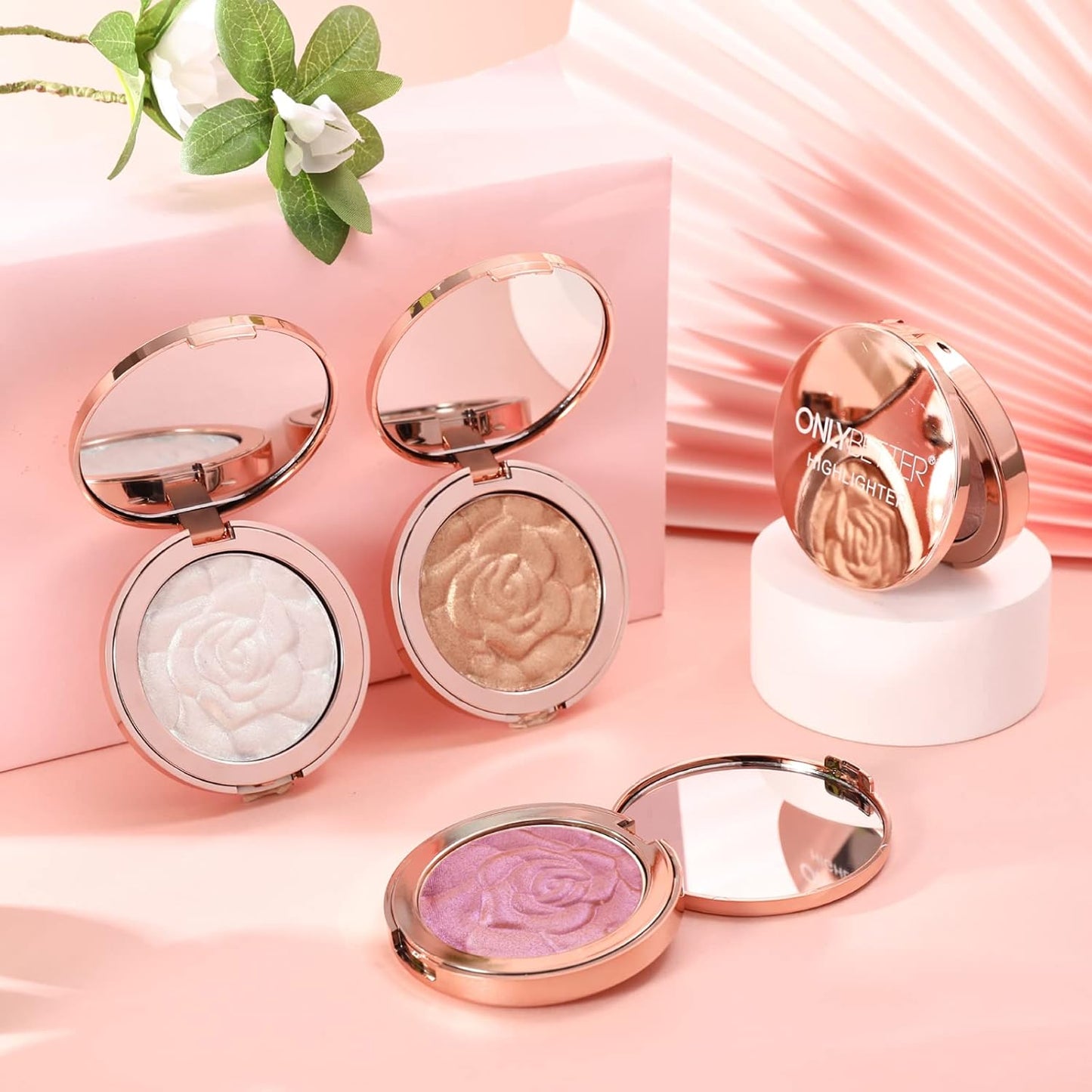 Highlighter Makeup, Cream Highlighter, Face Highlighter, Long Lasting Glitter Highlighter Makeup Palette - Silver White Highlighter