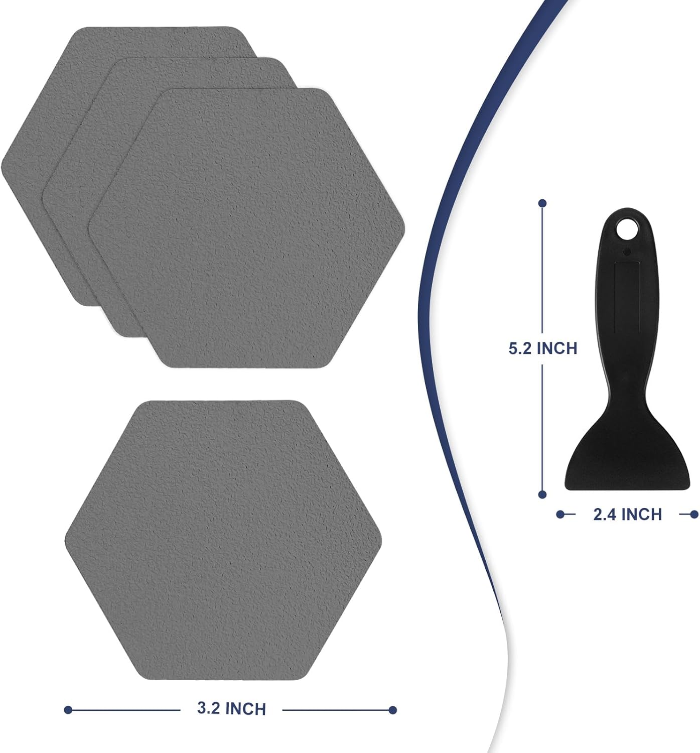 28 PCS Shower Floor Non Slip Stickers with Strong Adhesive, Invisible & Durable Anti Slip Shower Stickers with Scraper for Bath Tub, Pools and Stairs(Grey,Hexagon)