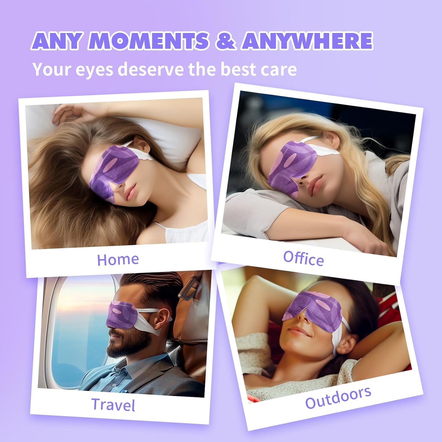 18 Packs Lavender Steam Eye Masks for Dry Eyes Spa Warm Eye Mask Self Heating Eye Mask Reduce Puffiness Dark Circles Travel Essentials Eye Masks for Sleep Disposable-Lavender