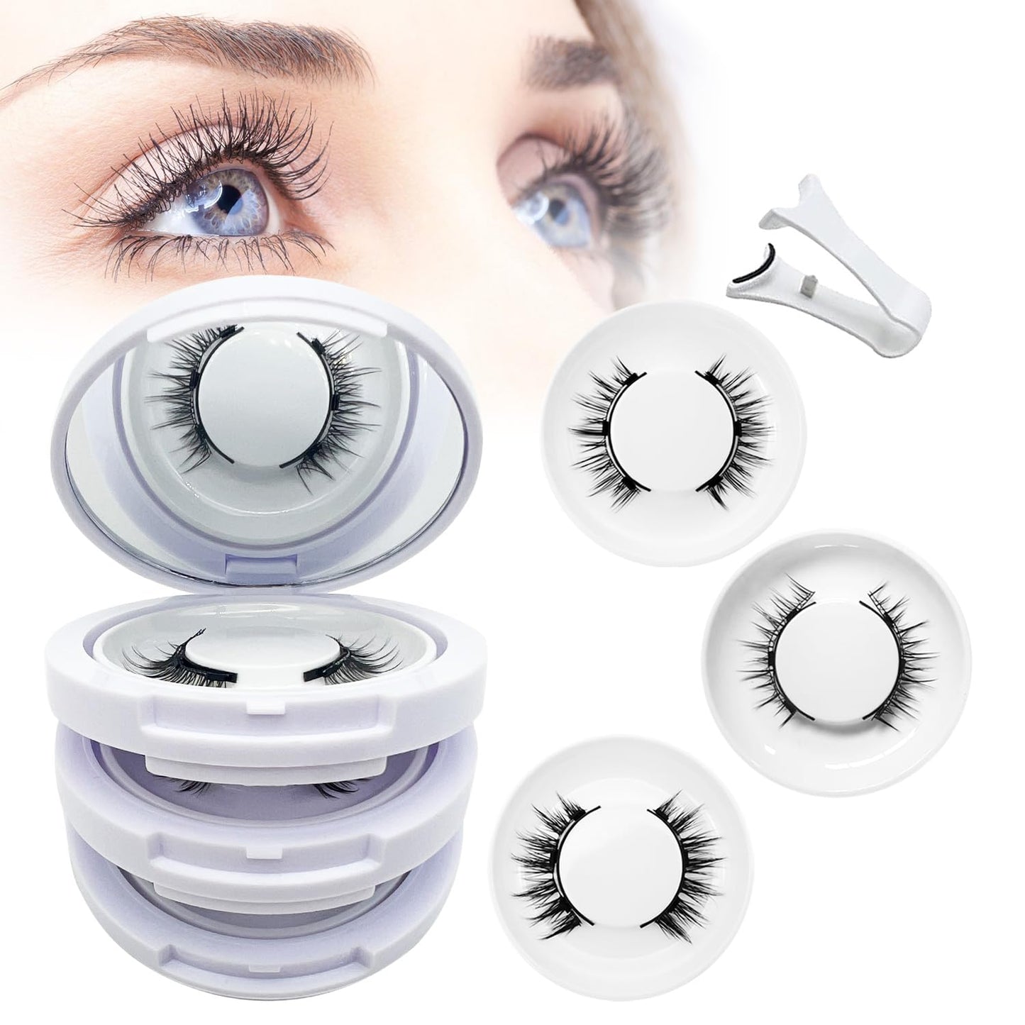 Ginani Magnetic Lashes,Magnetic Eyelashes with Applicator,2025 New Reusable Magnetic Lashes Natural Look No Glue or Liner Needed(Camellia+Natural+Simple)