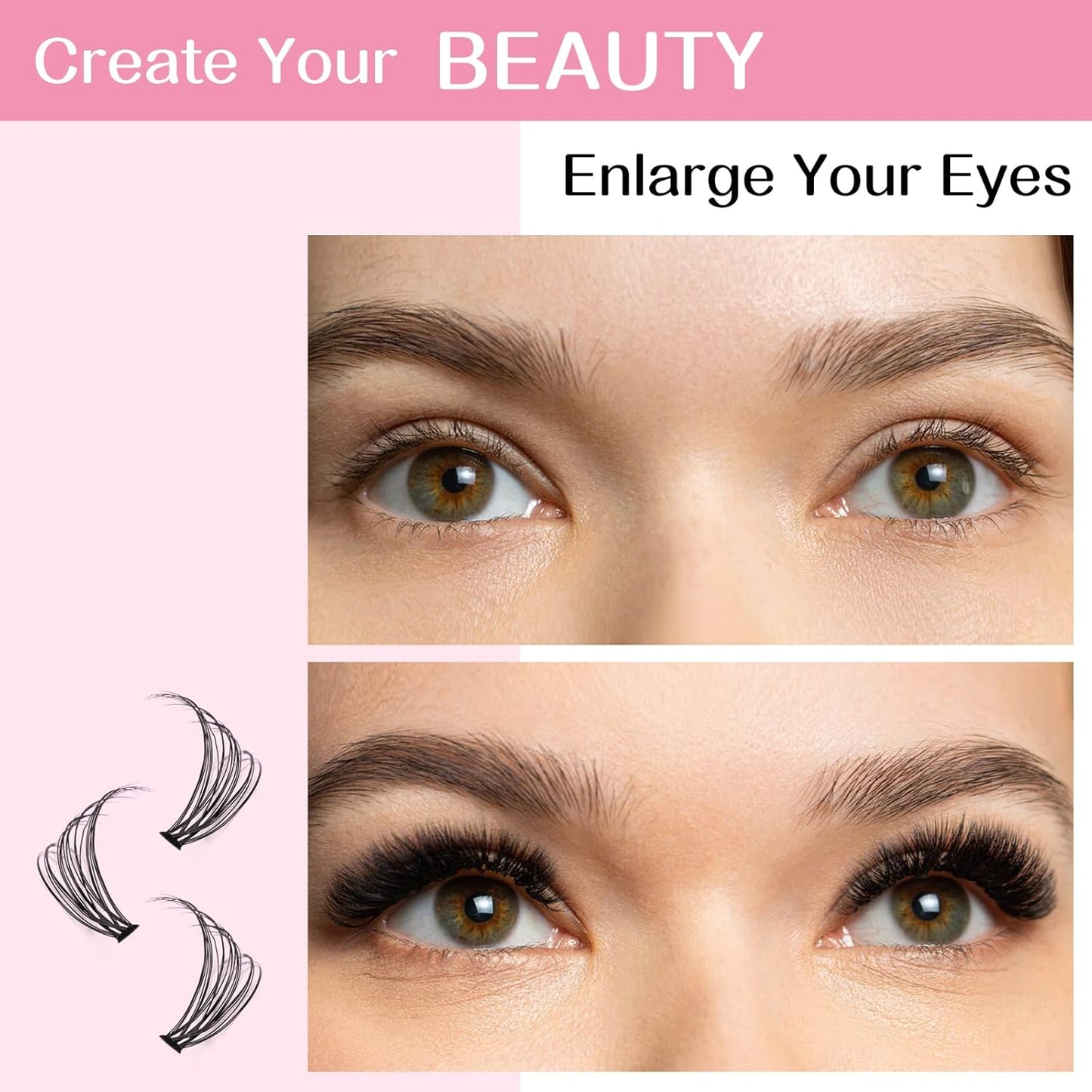 280 Pcs Individual Lashes 30D-D-0.07-14 Cluster Lashes 10D 20D C D Curl Wispy Lashes Bottom Lashes DIY Lashes At Home（30D-D-0.07-14）