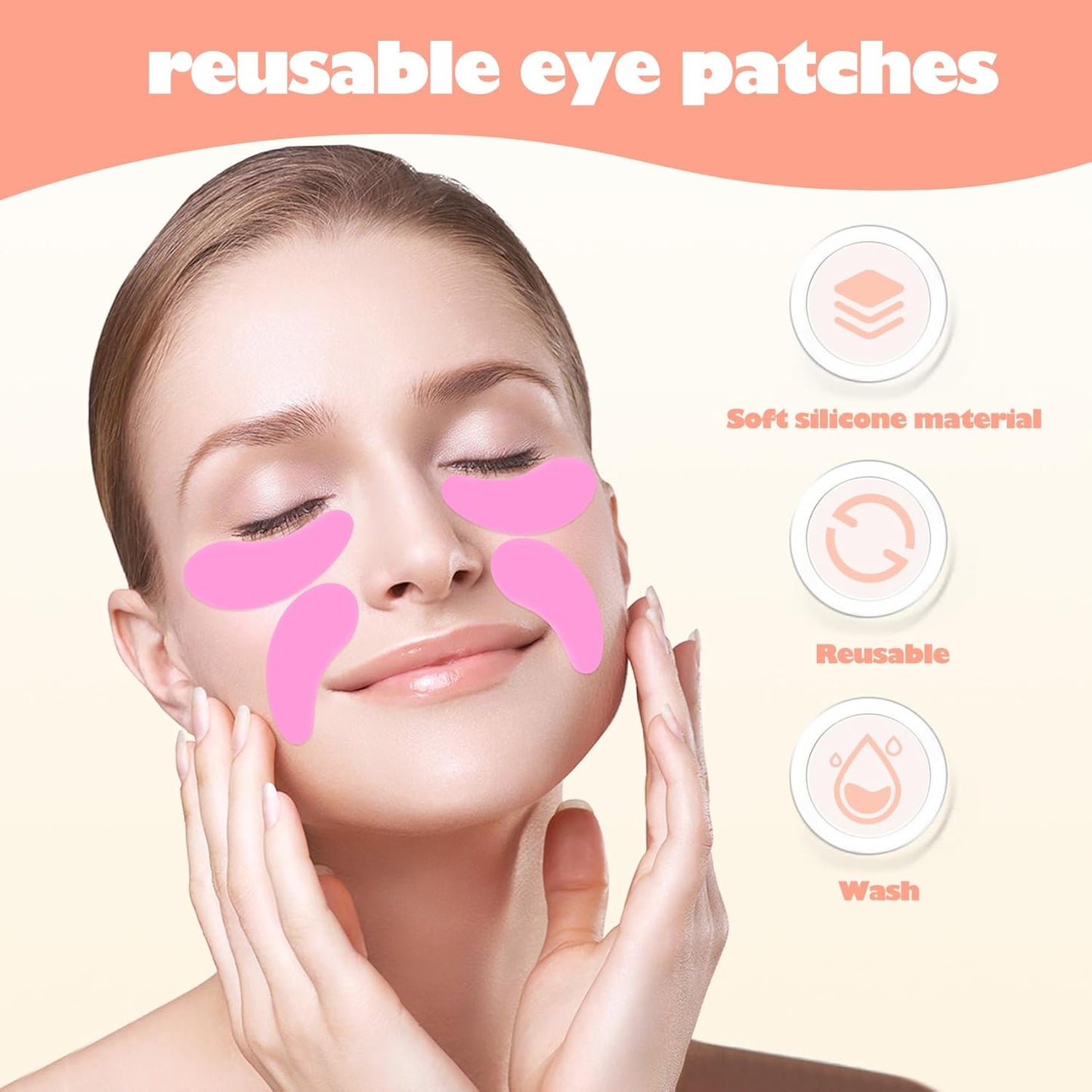 6 Pairs Under Eye Patches, Silicone Reusable Eye Patches, Under Eye Mask for Reduce Eye Wrinkle and Fine Lines Skin Care