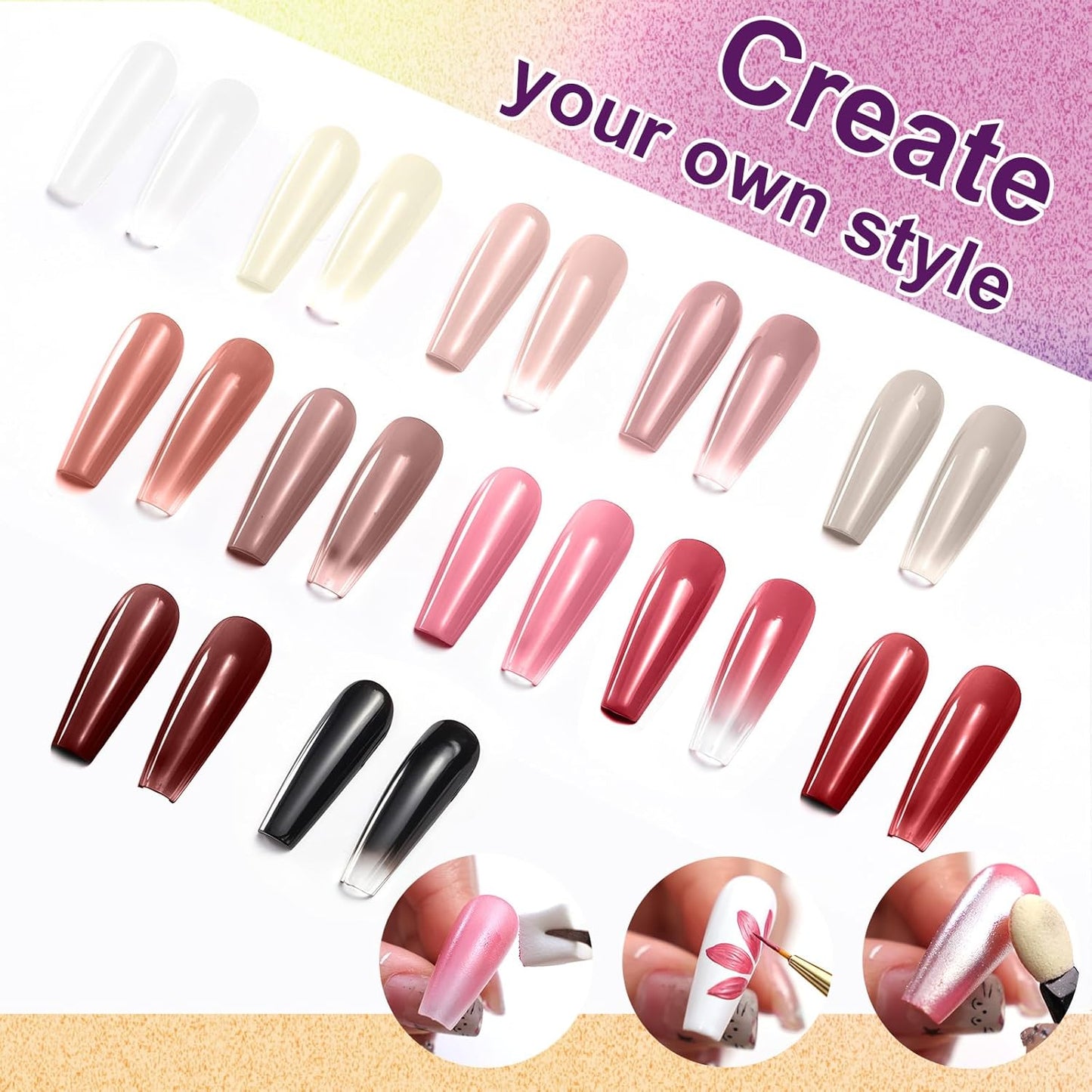 Gradient Painting Gel, 12 Ombre Gel Nail Polish with 100Pcs Nail Sponges &Tweezers for Pigment Pat Nails Aura Nails French Manicure Soak Off UV Long-lasting Set Palette Chiffon Hues