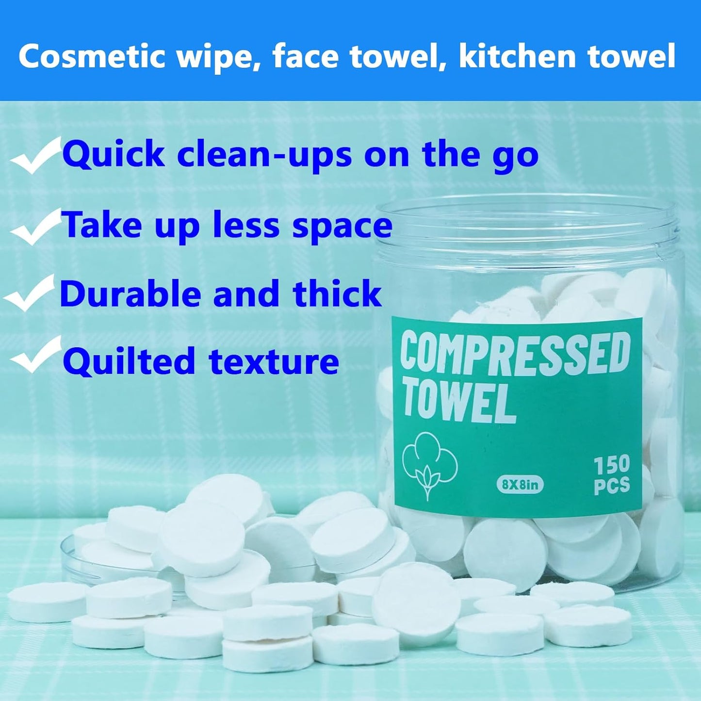 Disposable Face Towel, Compressed Towels, Coin Towels for Travel Camping Hiking, Magic Towel Portable Soft Tissue Wipes Hand Face Home Beauty (300 piece, 8×8inch)