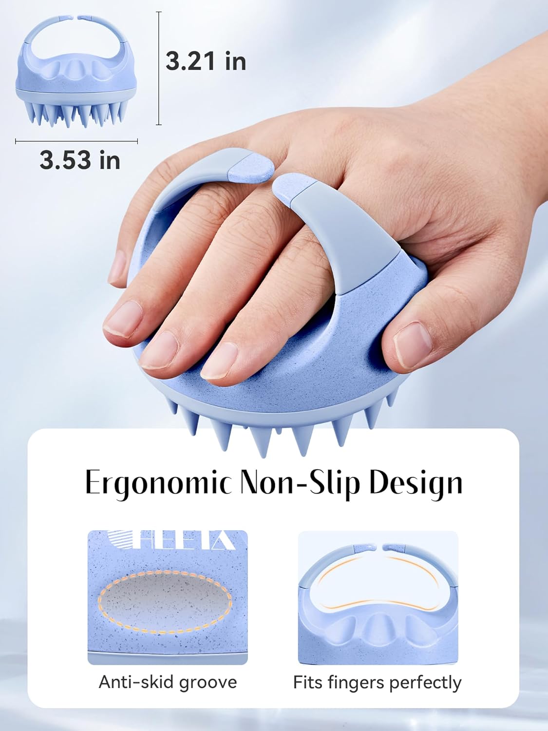 HEETA Silicone Bristles Scalp Scrubber & Massager for Hair Growth, Dandruff Removal & Relaxation - Shampoo Brush with Wet/Dry Hair (Pink & Blue)