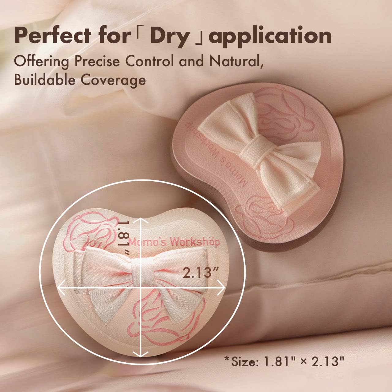 Heart-Shaped Makeup Sponge,Firm Bounce Rubycell, Foundation Sponge with Bow Tie Strap, for Precision Blending of Concealer/Cream Products, 3-Colors,Travel Friendly & Reusable & Storage Case