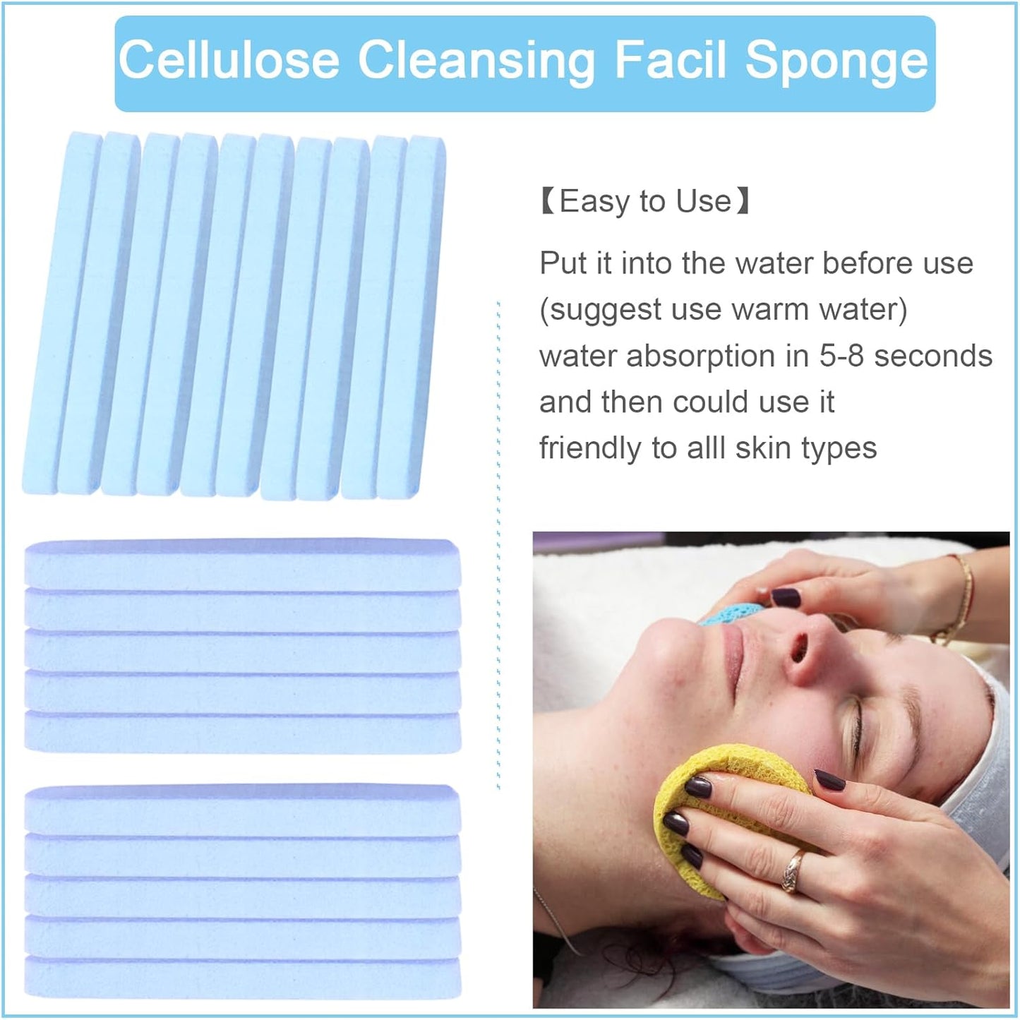 120 Count Compressed Facial Sponges, Face Cleansing Sponge for Estheticians Spa Wash Round Makeup Removal Sponge Pads for Women,Girls Compress Exfoliating Removal Sponge (Blue)