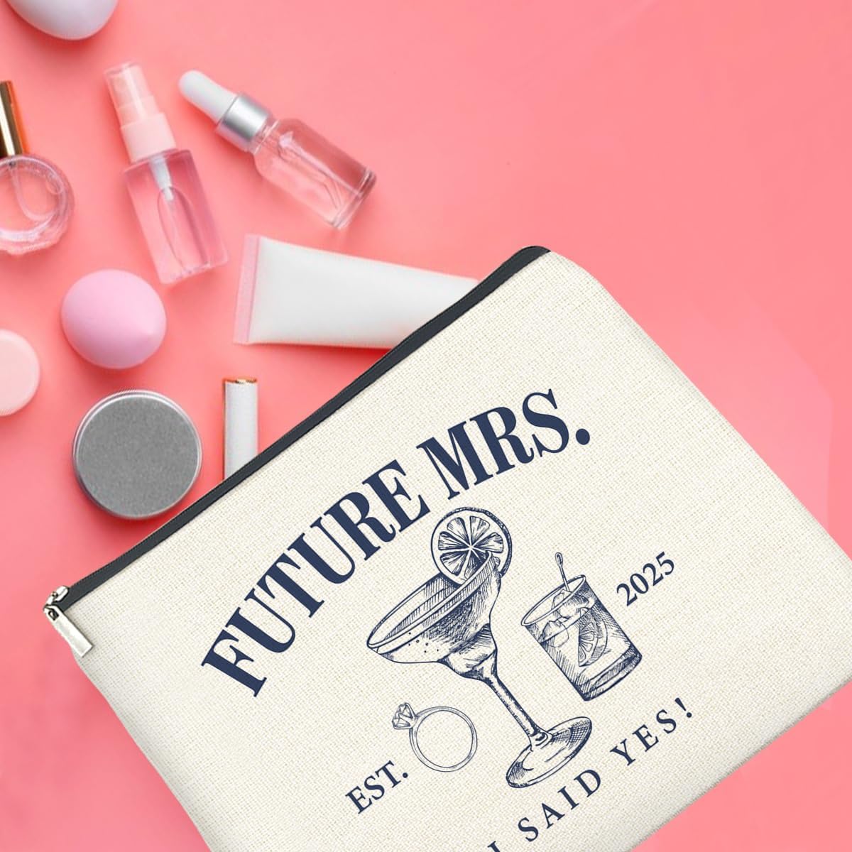 Wedding Bridal Shower Gifts for Bride to Be 2025 Future Mrs Makeup Bag Gifts for Women Wifey Engagement Gifts Cosmetic Bag Zipper Pouch for Bachelorette Party