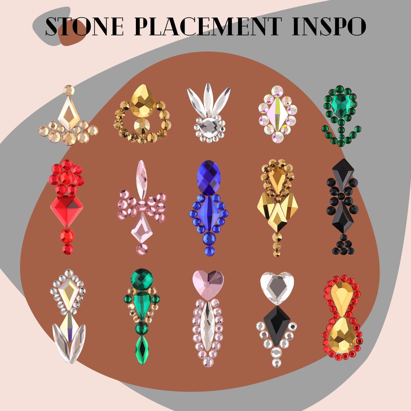 3220Pcs Silver Clear Nail Rhinestones 120Pcs Multi Shapes Glass Flatback Nail Gems + 3100Pcs 1.5-4mm Round Crystal with Rhinestones Glue Gel, Manicure Nail Charms Diamond Gemstones for Nail Art