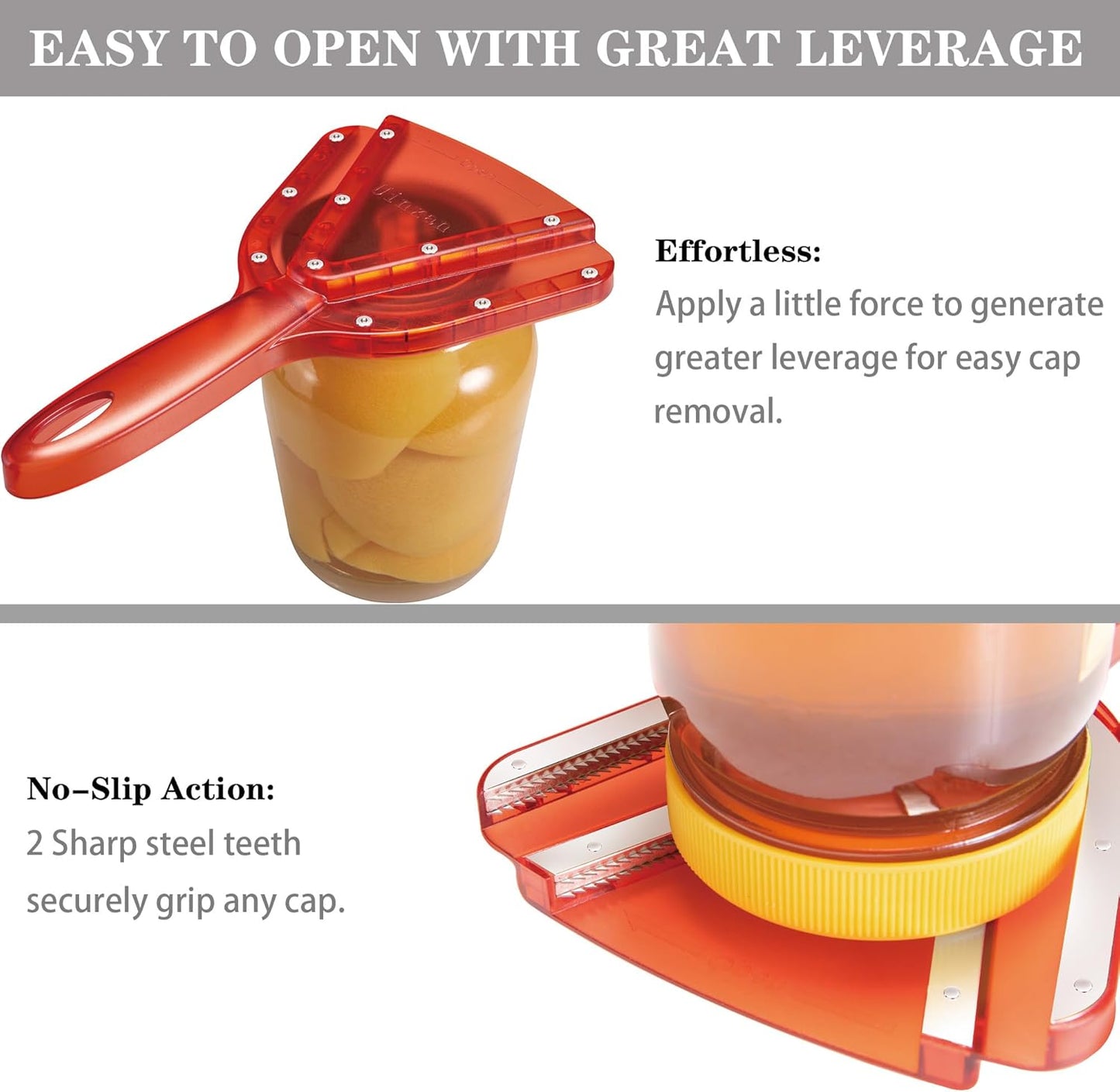 Jar Opener for Weak Hand & Seniors with Arthritis,Easy Twist Off Bottle Caps,Patent | Unique Kitchen Gadgets, Christmas Gifts for Elderly/Women/Men (Orange)