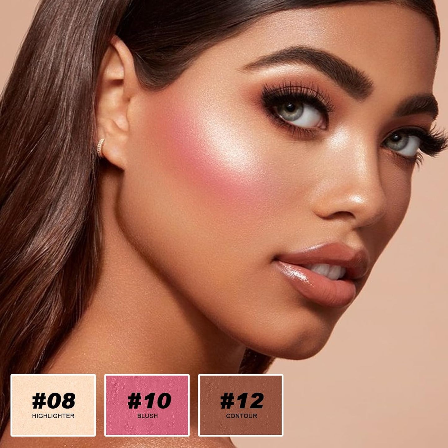 3 Colors Cream Contour Stick, Shades with Highlighter Stick,Blush Stick and Bronzer Contour Stick for Sculpt the Cheeks,Long Lasting,Waterproof,Matte & Dewy Finish for Women (LIGHT FAIR(8+10+12))